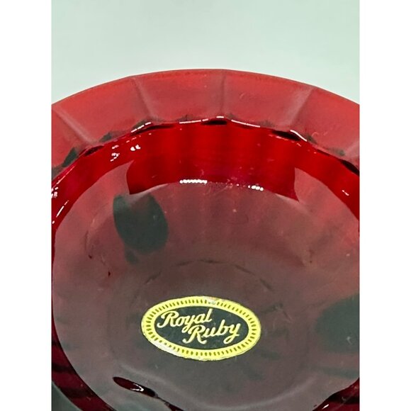 Vintage Anchor Hocking Royal Ruby Red Glass Ashtray 4" Footed Trinket Dish MCM - Picture 4 of 6